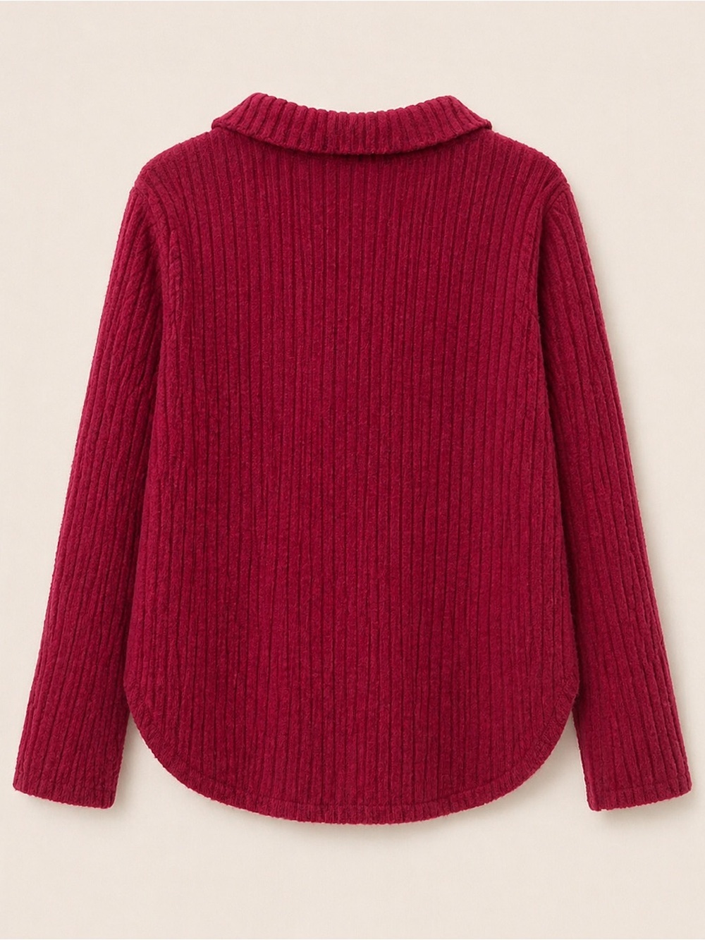 Cozy Ribbed Open-Collar Sweater - Picture 2 of 2